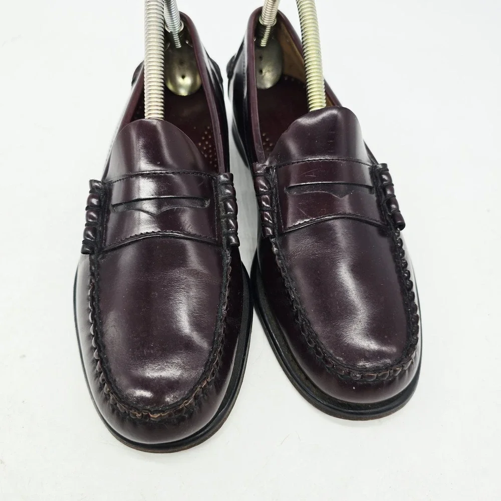 LL Bean Penny Loafers Mens 7.5 D Burgundy Cordovan Leather Beefroll Oxblood